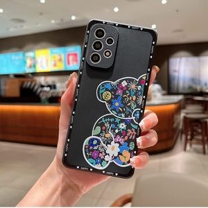 Flower Bear Case for Samsung Galaxy A53, Liquid Silica Gel  (Black)